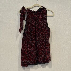 Michael Kors Black Blouse with Red Pattern